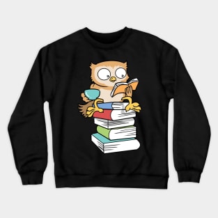 Kawaii Book Owl Tea Coffee Crewneck Sweatshirt